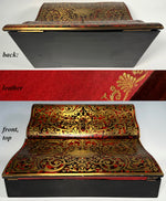 Superb Antique French Napoléon III Writer's Slope, Ecritoire, 1830-50s Boulle Necessaire