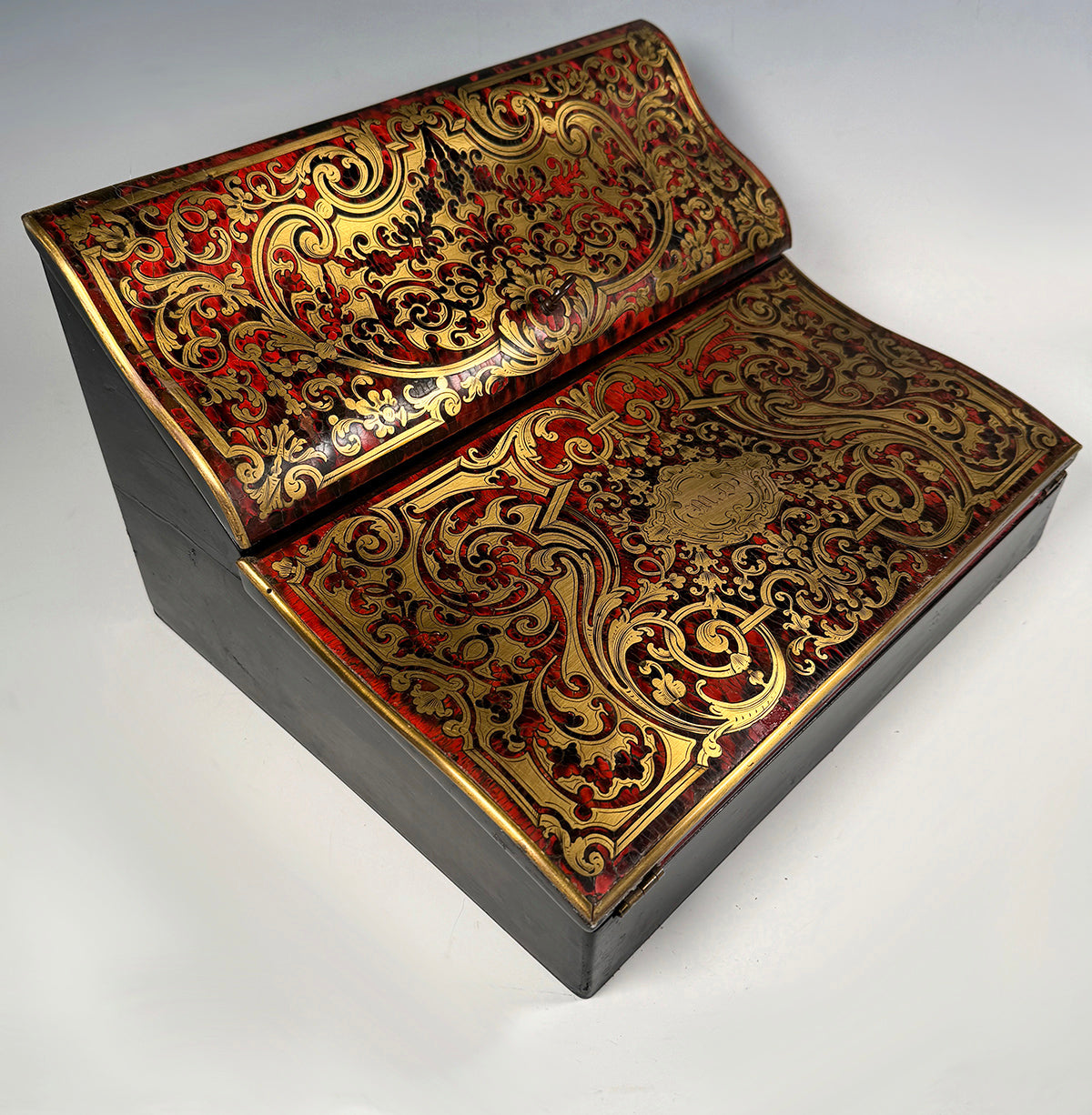 Superb Antique French Napoléon III Writer's Slope, Ecritoire, 1830-50s Boulle Necessaire