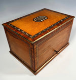 Great Antique French Napoleon III Era Cigar Presenter Tantalus, Marquetry Inlaid Box, Chest