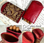 Antique French Silk Embroidery and Cordovan Leather Cigar or Spectacles Case, Etui, Napoléon III Era