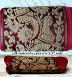 Antique French Silk Embroidery and Cordovan Leather Cigar or Spectacles Case, Etui, Napoléon III Era