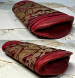 Antique French Silk Embroidery and Cordovan Leather Cigar or Spectacles Case, Etui, Napoléon III Era