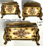 Antique French Kiln-fired Enamel Jewelry Box, Casket in Sevres or Bresse Enamel, RARE Yellow