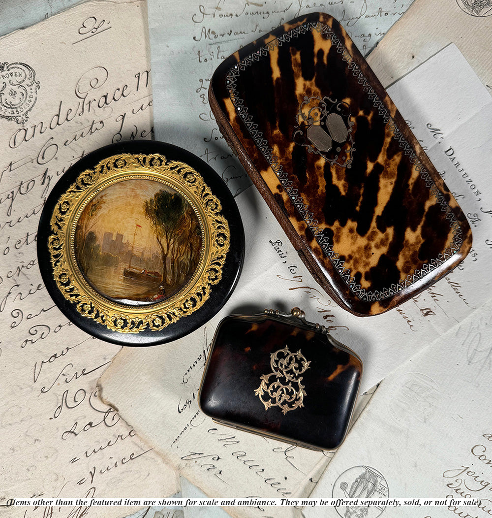 Antique French Napoléon III Era c. 1850-70 Tortoise Shell Coin Purse, Excellent Condition