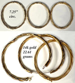 Three Fine Vintage 1980s 14k Gold Bangle Bracelets as a Group of 3, Total 22.61 Grams