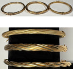 Three Fine Vintage 1980s 14k Gold Bangle Bracelets as a Group of 3, Total 22.61 Grams