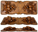 Large Antique Black Forest Carved 20" Desk Top Expanding Book Rack, Fruit & Foliage