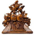 Large Antique Black Forest Carved 20" Desk Top Expanding Book Rack, Fruit & Foliage