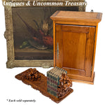 Large Antique Black Forest Carved 20" Desk Top Expanding Book Rack, Fruit & Foliage