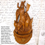 Antique Black Forest 10.5" Fruits of the Hunt Style Plaque, Match Holder with Fox, Game Bird & More!