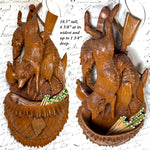 Antique Black Forest 10.5" Fruits of the Hunt Style Plaque, Match Holder with Fox, Game Bird & More!