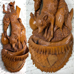 Antique Black Forest 10.5" Fruits of the Hunt Style Plaque, Match Holder with Fox, Game Bird & More!