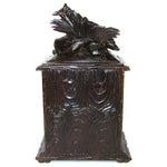 Rare Antique Black Forest Carved 11" Chest, Cabinet, Box: Animalier Style FOX with Pup or Kit