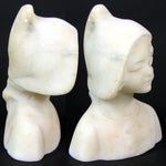 Antique French or Dutch Carved Alabaster 5" Bust of Young Girl, Cap or Bonnet