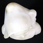 Antique French or Dutch Carved Alabaster 5" Bust of Young Girl, Cap or Bonnet