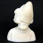 Antique French or Dutch Carved Alabaster 5" Bust of Young Girl, Cap or Bonnet