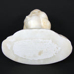 Antique French Carved White Alabaster 6.5" Sculpture, Bust of Young Woman