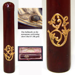 Antique French 'Parisienne' 18k Gold & Amber Cigar Holder in Case, Etui, 2 5/8" Long