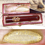 Antique French 'Parisienne' 18k Gold & Amber Cigar Holder in Case, Etui, 2 5/8" Long