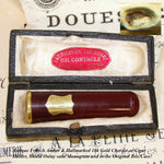 Antique French 18k Gold & Amber Sheroot or Cigar Holder, "Fabrication Parisienne", Orig. Case