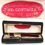 Antique French 18k Gold & Amber Sheroot or Cigar Holder, "Fabrication Parisienne", Orig. Case