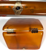 Fine Antique French Blond Tortoise Shell Cigar Case w 14k Gold and Sapphire Clasp, Hinges c.1900 Belle Epoch