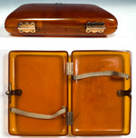 Fine Antique French Blond Tortoise Shell Cigar Case w 14k Gold and Sapphire Clasp, Hinges c.1900 Belle Epoch