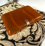 Fine Antique French Blond Tortoise Shell Cigar Case w 14k Gold and Sapphire Clasp, Hinges c.1900 Belle Epoch