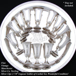 Set of 12 Vintage American Manchester Silver Co. Sterling SIlver Aperitif or Liqueur Goblets, Cups