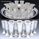 Set of 12 Vintage American Manchester Silver Co. Sterling SIlver Aperitif or Liqueur Goblets, Cups