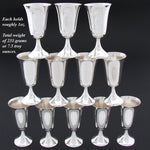 Set of 12 Vintage American Manchester Silver Co. Sterling SIlver Aperitif or Liqueur Goblets, Cups