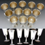 Set of 12 Vintage American Manchester Silver Co. Sterling SIlver Aperitif or Liqueur Goblets, Cups