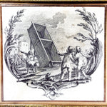 Antique French Empire or Louis XVI Revival Style 9.5" Double Picture Frame, Signed Intaglio Prints