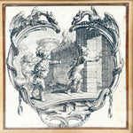 Antique French Empire or Louis XVI Revival Style 9.5" Double Picture Frame, Signed Intaglio Prints