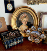 Superb c.1878 Paris World Expo Souvenir Eglomise & Gilt Ormolu Card Tray, 7 Architectural Views