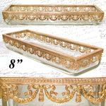 Antique French Napoleon III Louis XVI Revival 8" Desk or Pen Tray, Ribbon & Laurel Garland