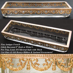Antique French Napoleon III Louis XVI Revival 8" Desk or Pen Tray, Ribbon & Laurel Garland