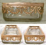 Antique French Napoleon III Louis XVI Revival 8" Desk or Pen Tray, Ribbon & Laurel Garland