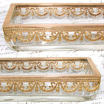 Antique French Napoleon III Louis XVI Revival 8" Desk or Pen Tray, Ribbon & Laurel Garland