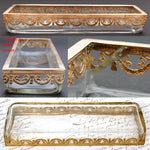 Antique French Napoleon III Louis XVI Revival 8" Desk or Pen Tray, Ribbon & Laurel Garland