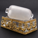 Rare Antique French Louis XVI Revival Stamp Moistener / Stamp Wetter, Bronze Cased Glass