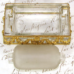 Rare Antique French Louis XVI Revival Stamp Moistener / Stamp Wetter, Bronze Cased Glass