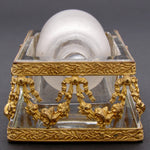Rare Antique French Louis XVI Revival Stamp Moistener / Stamp Wetter, Bronze Cased Glass