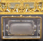 Rare Antique French Louis XVI Revival Stamp Moistener / Stamp Wetter, Bronze Cased Glass