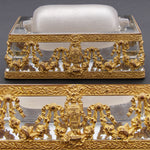 Rare Antique French Louis XVI Revival Stamp Moistener / Stamp Wetter, Bronze Cased Glass