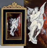 Fine Antique Kiln-fired Limoges Enamel After W. Bougeureau's "The Abduction of Psyche", Dore Bronze Frame
