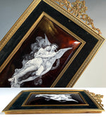 Fine Antique Kiln-fired Limoges Enamel After W. Bougeureau's "The Abduction of Psyche", Dore Bronze Frame