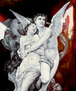 Fine Antique Kiln-fired Limoges Enamel After W. Bougeureau's "The Abduction of Psyche", Dore Bronze Frame