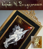 Fine Antique Kiln-fired Limoges Enamel After W. Bougeureau's "The Abduction of Psyche", Dore Bronze Frame