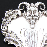 Rare Antique French Solid Silver 3.5" Bodicer, Pan or Bacchus Figure, Plaque